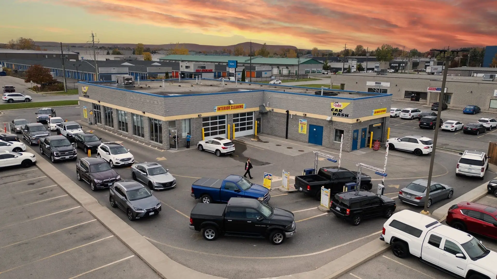 Aerial view of a Valet Car Wash